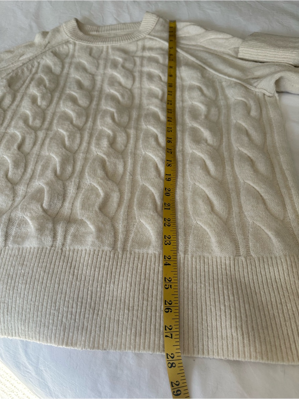 aerie Cream Cable-Knit Crewneck Sweater, size small - Picture 12 of 14